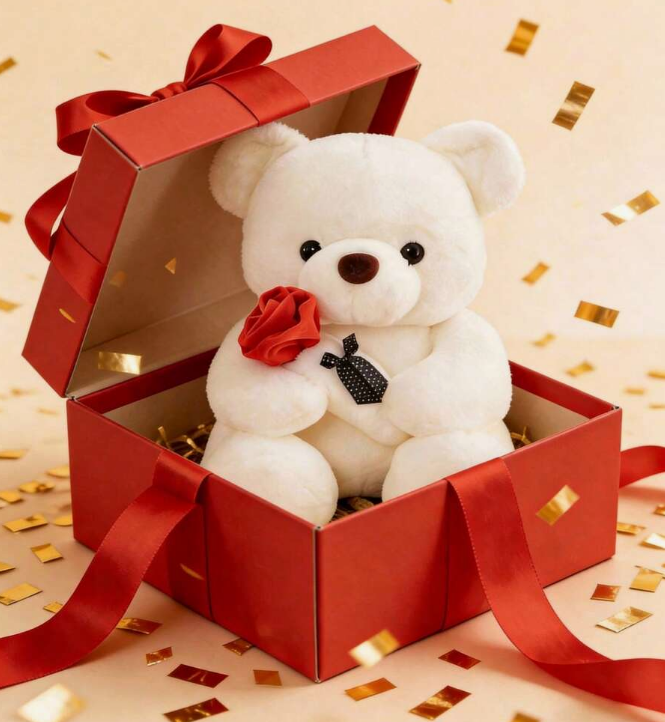 POKOJA LAND 1 PC-White Teddy Bear Plush Toy, Cute Plush Teddy Bear, Valentine's Day